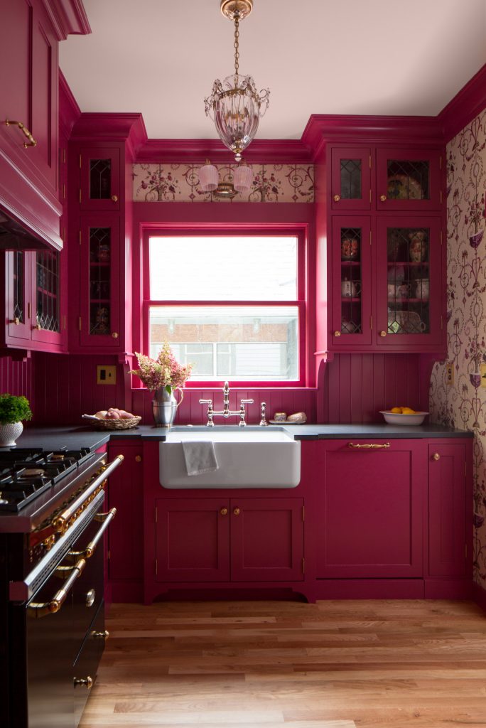 dark pink kitchen design