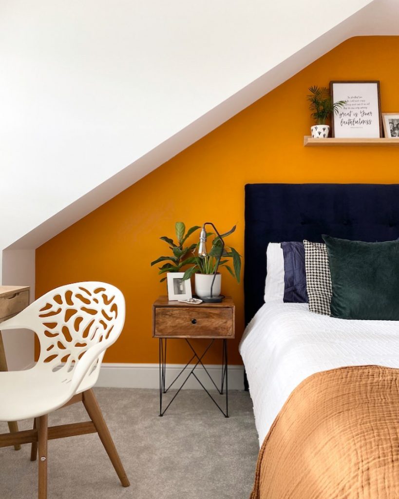 orange and navy colour scheme interior