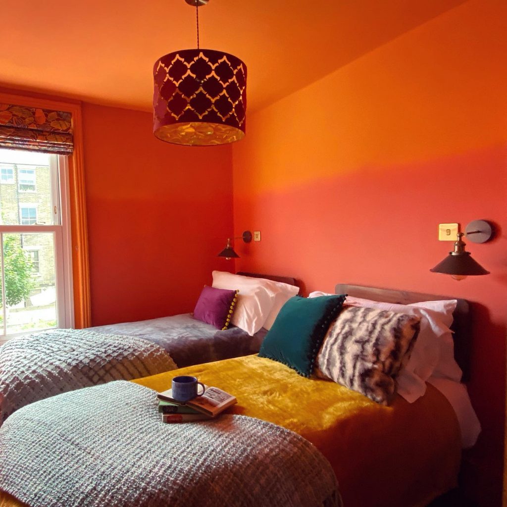 orange ombre bedroom walls