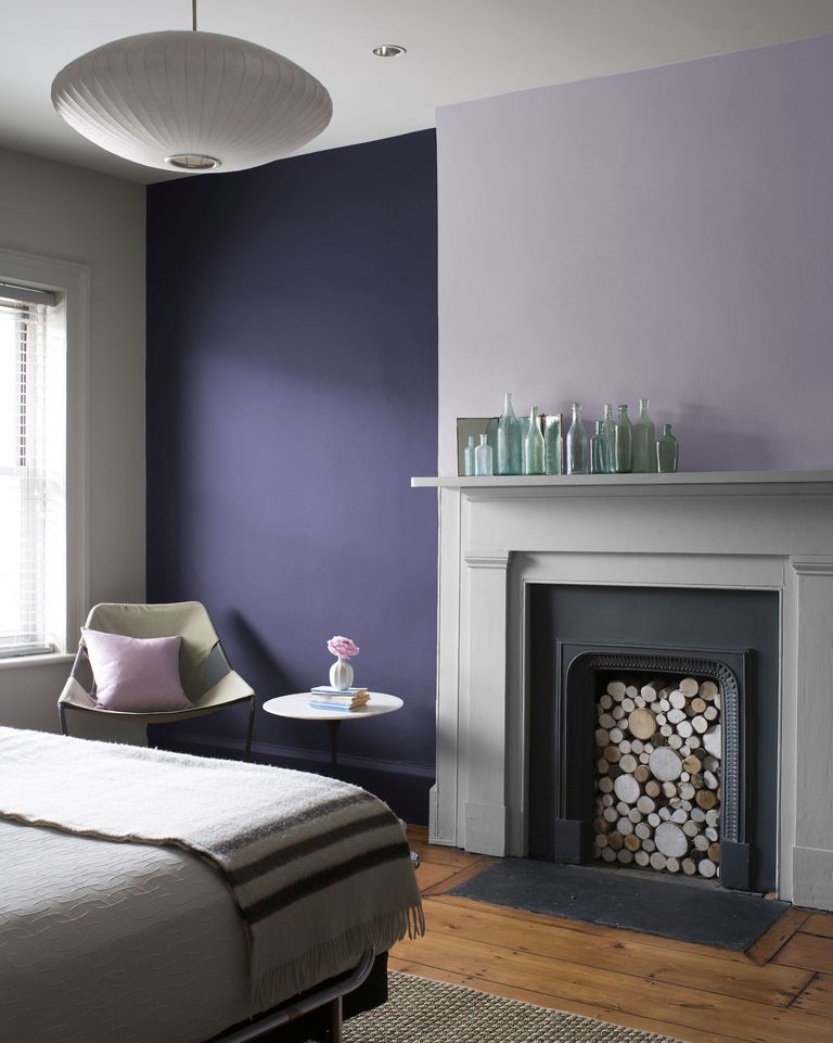 Benjamin Moore Dark Lilac and Lavender Mist.