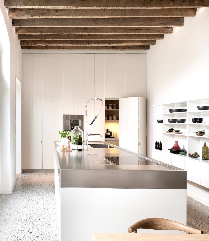 white modernist kitchen design in Belgium