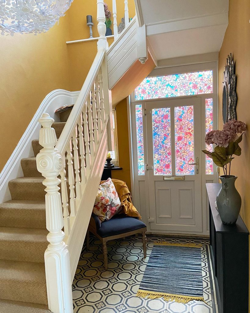 Farrow & Ball India Yellow living room wall hallway