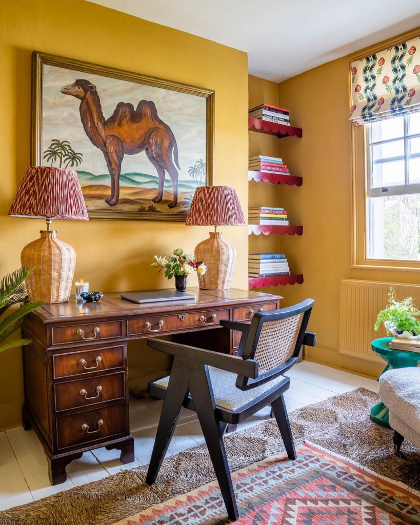 Farrow and Ball Indian Yellow home office