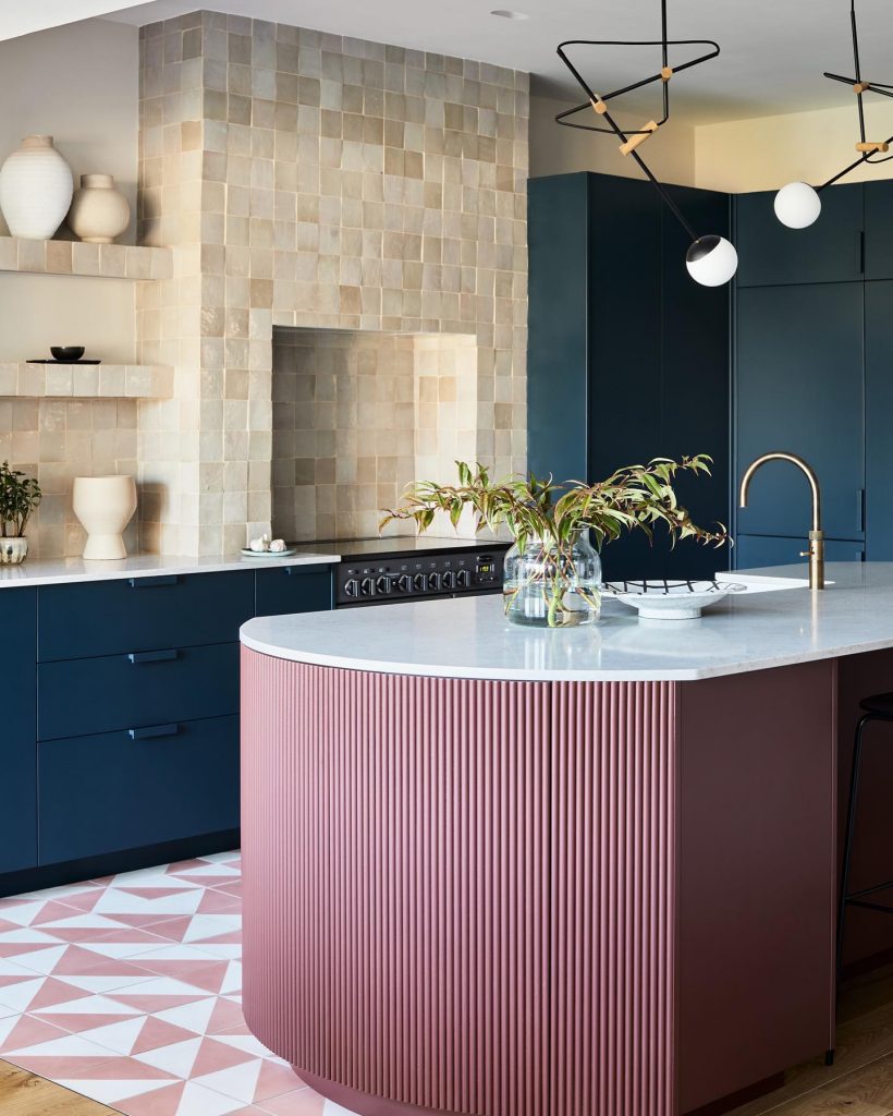 Inky Blue and Plum Scandi Style Kitchen Design