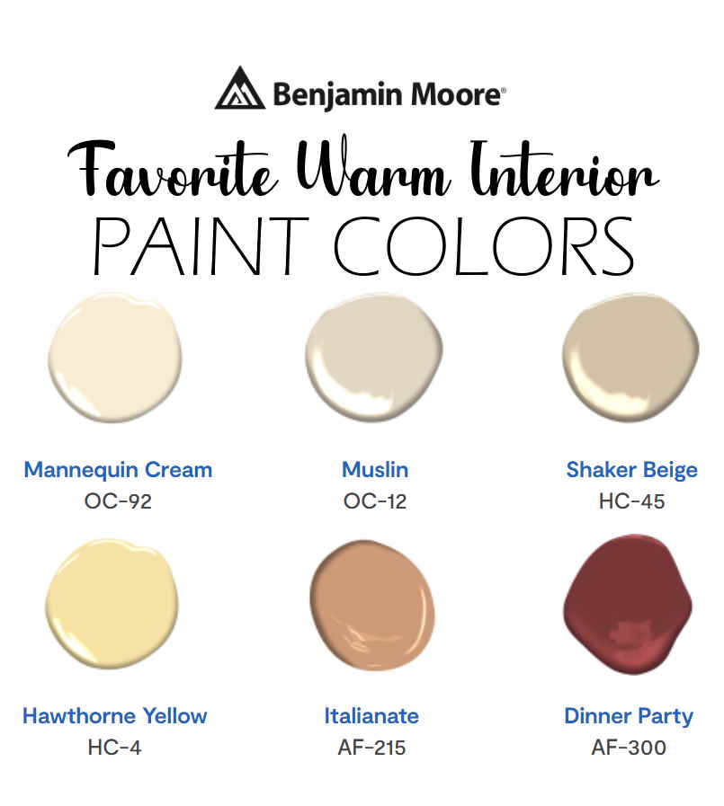 Benjamin Moore Favorite Warm Interior Paint Colors
