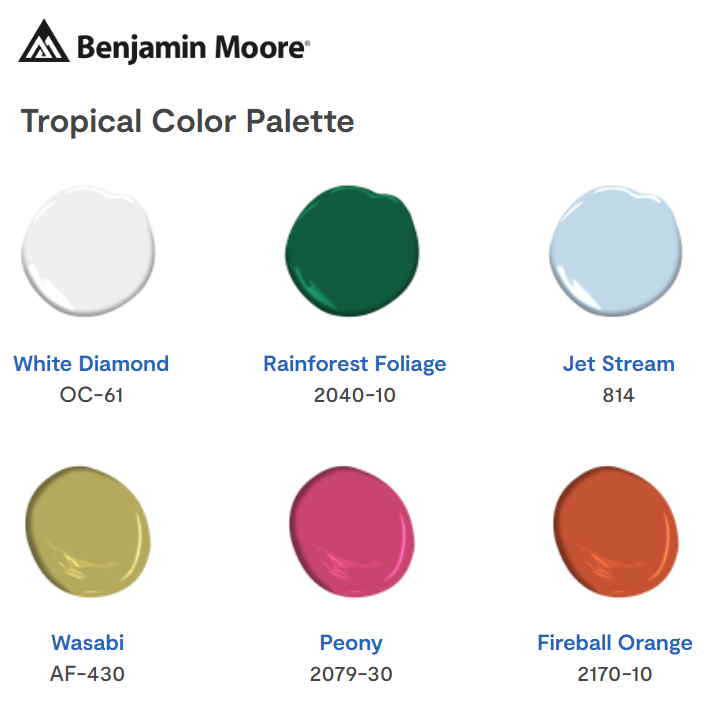 Benjamin Moore Tropical Color Palette