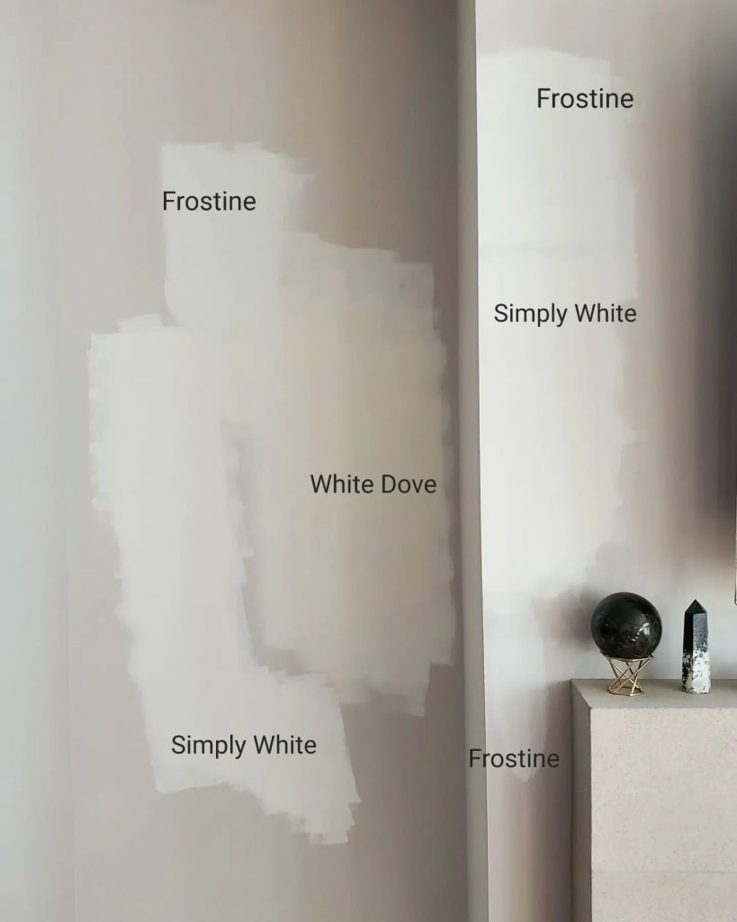 Benjamin moore simply white, frostine, white dove