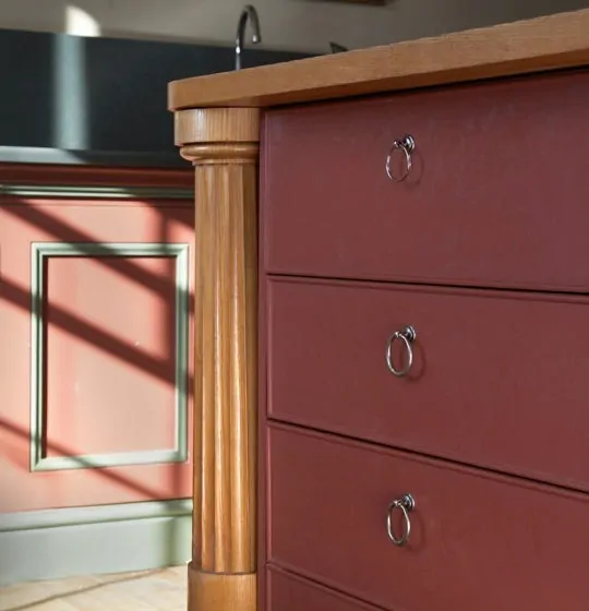 Edward Bulmer Paint Sang de Boeuf pink cabinets
