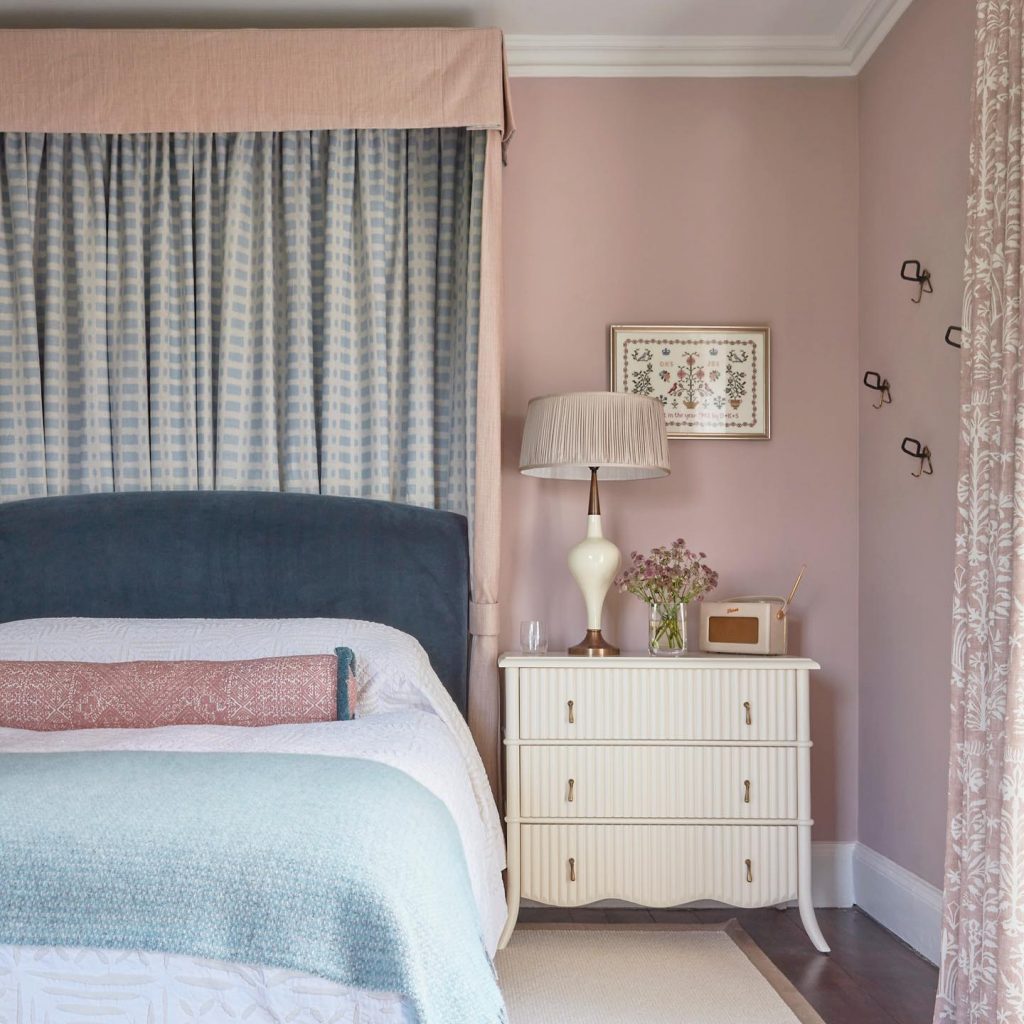 Little Greene Light Peachblossom Pink Paint bedroom