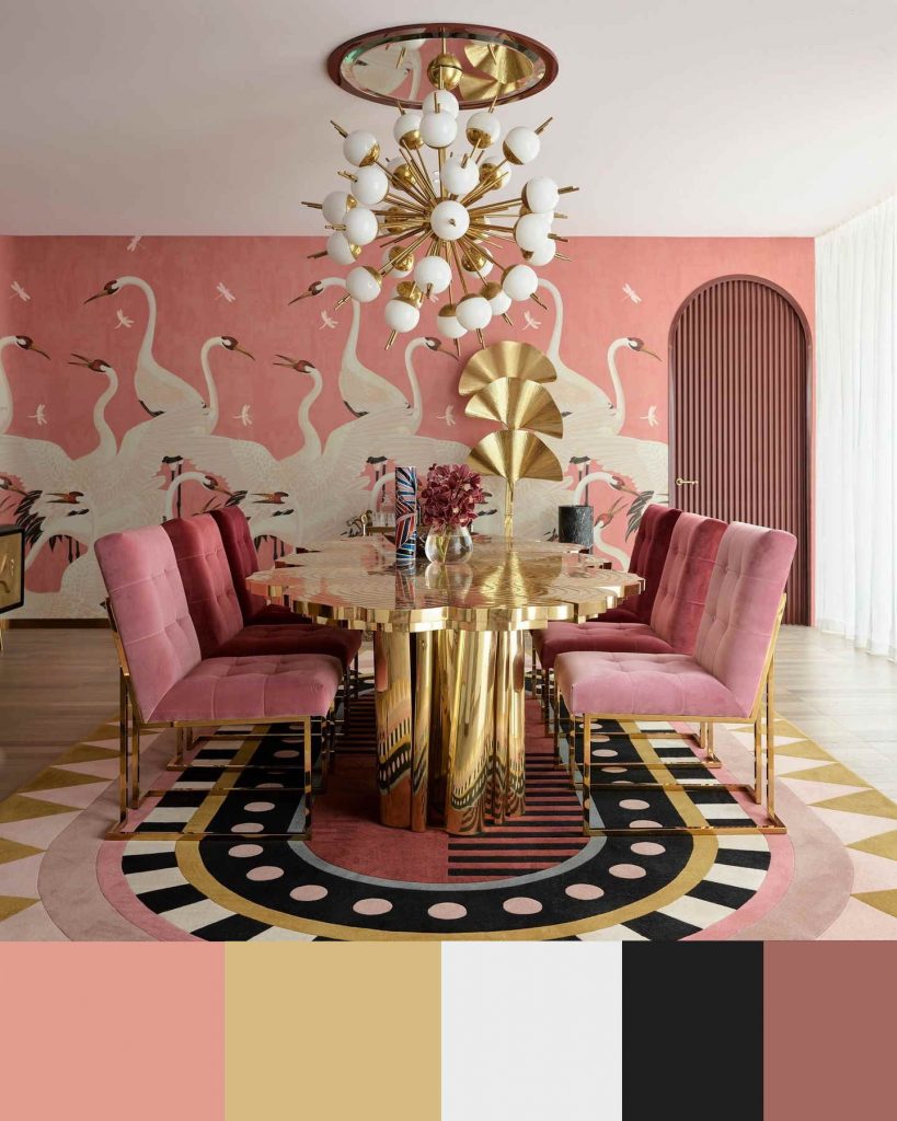 Pink and gold interior color scheme