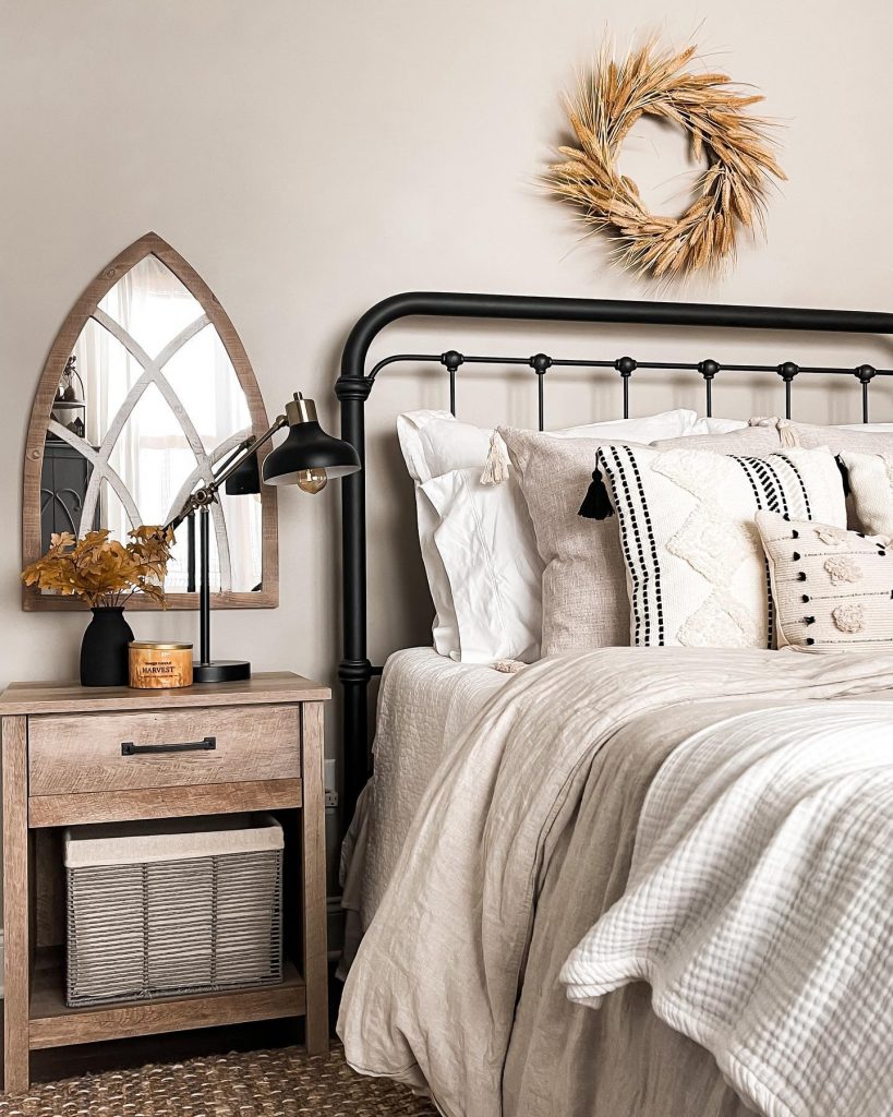 Sherwin Williams Anew Gray painted bedroom neutral