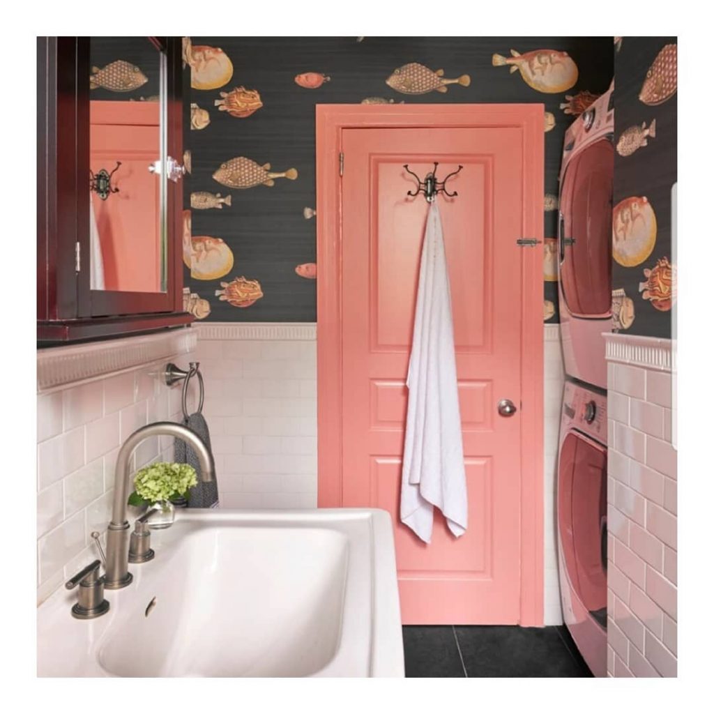 Benjamin Moore Coral Gables bathroom door color