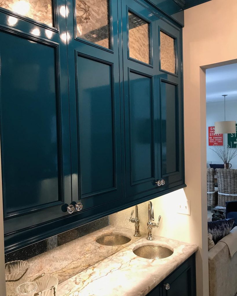 Benjamin Moore Naples Blue butlers pantry cabinet