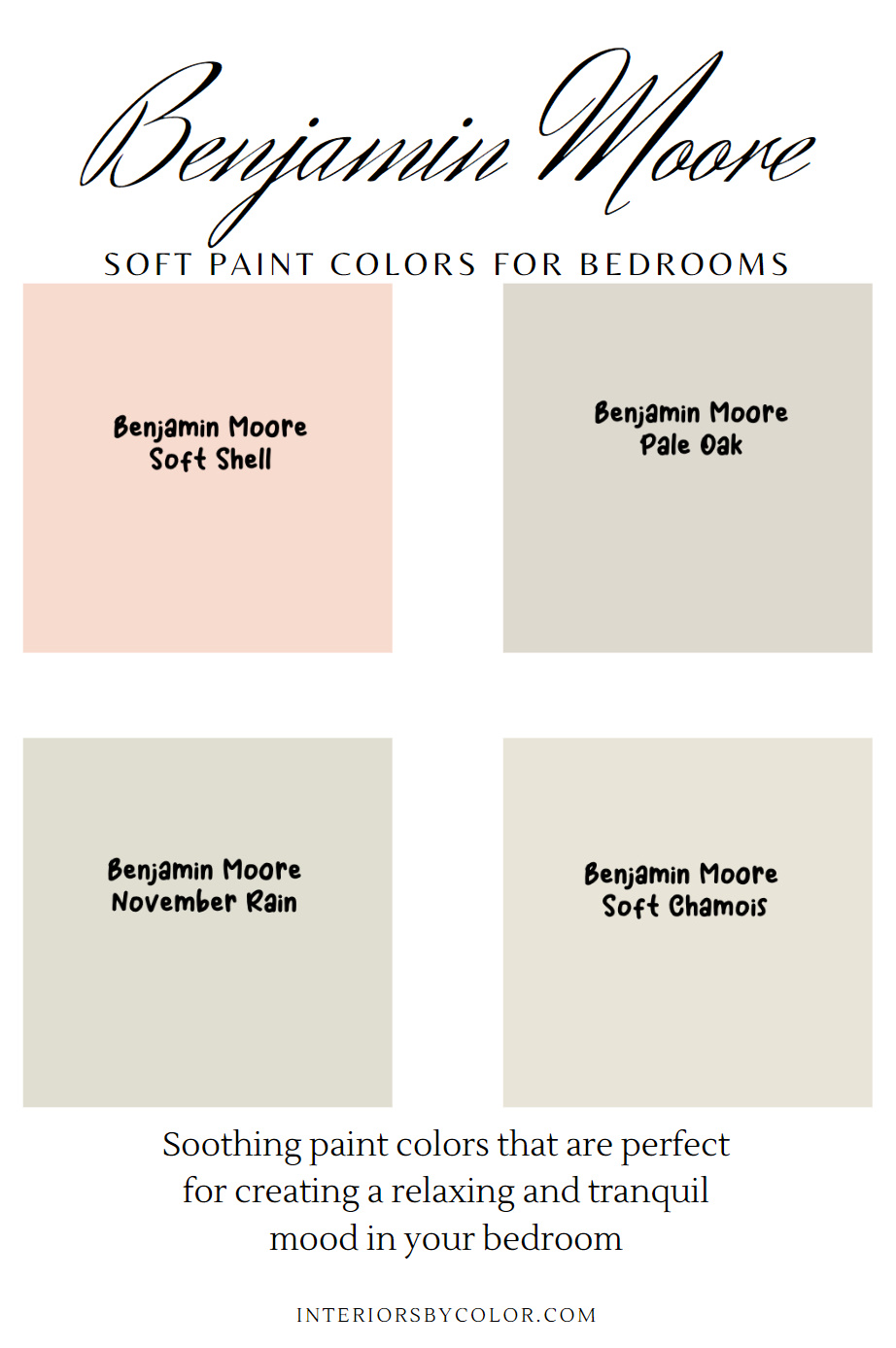 Benjamin Moore Soft Paint Colors for Bedrooms 2023