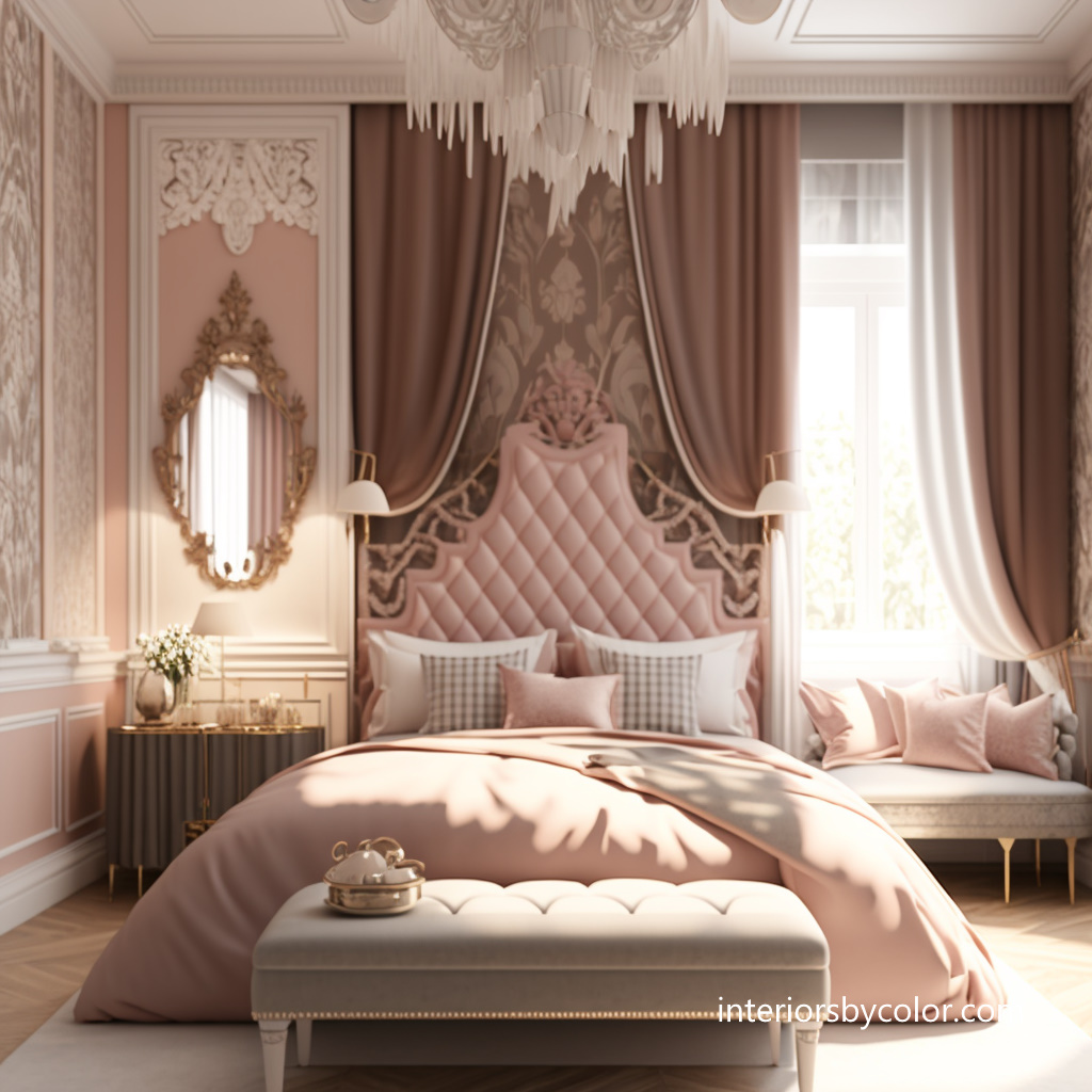 Pink Gold and Damask Bedroom Ideas