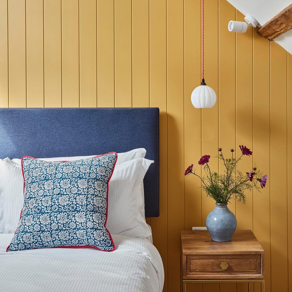 Farrow & Ball Sadbury Yellow bedroom walls