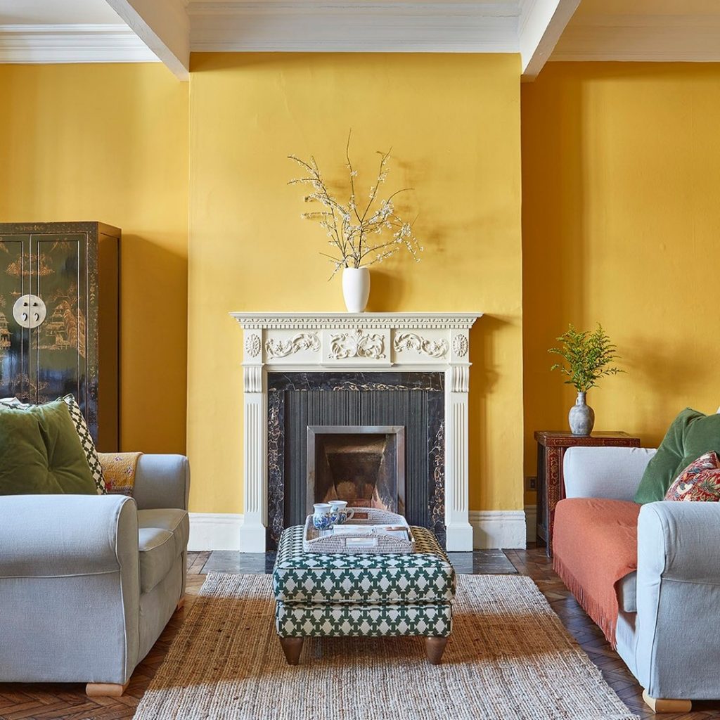 Yellow Interior Color Schemes living room 2023