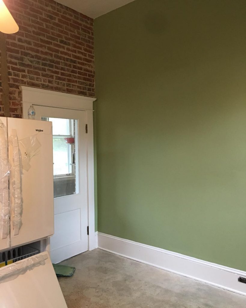 Sherwin Williams Majolica Green accent wall