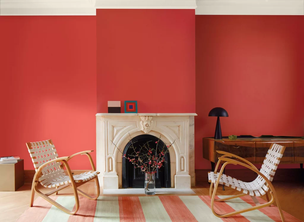 Benjamin Moore Raspberry Blush coral painted walls