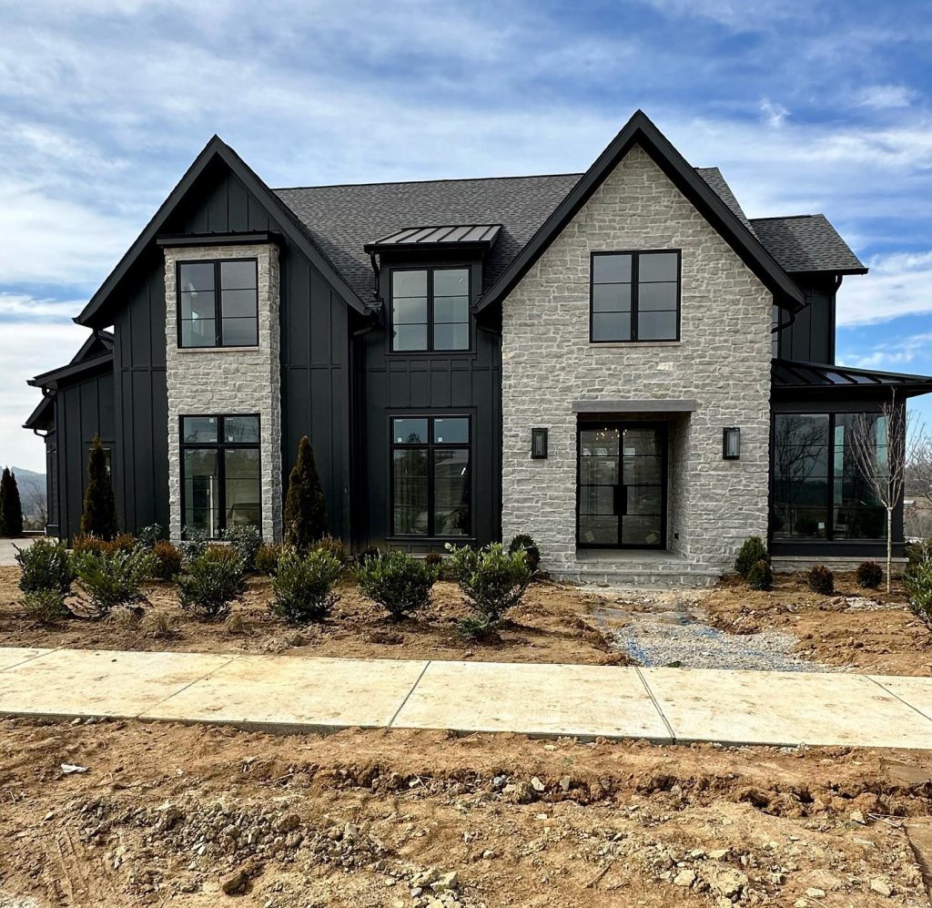 Black double story modern farmhouse