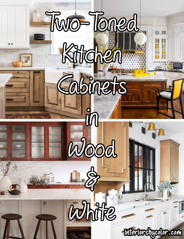 Two-toned kitchen cabinets wood and white