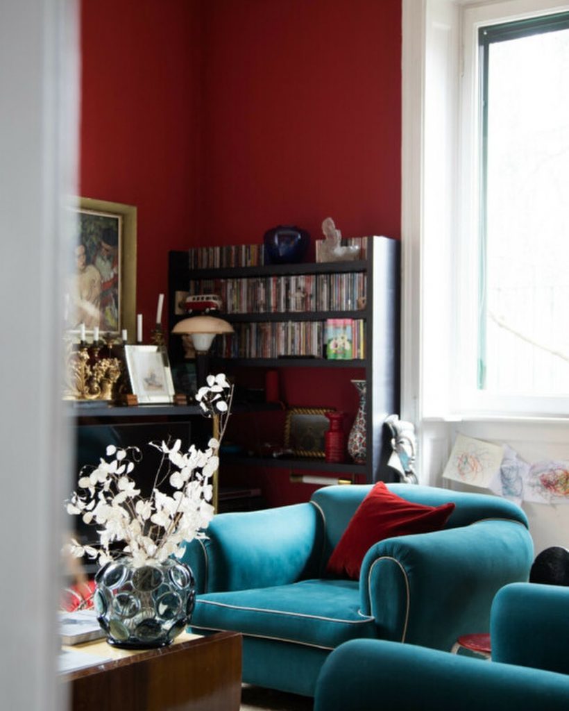 bold red walls interior living room