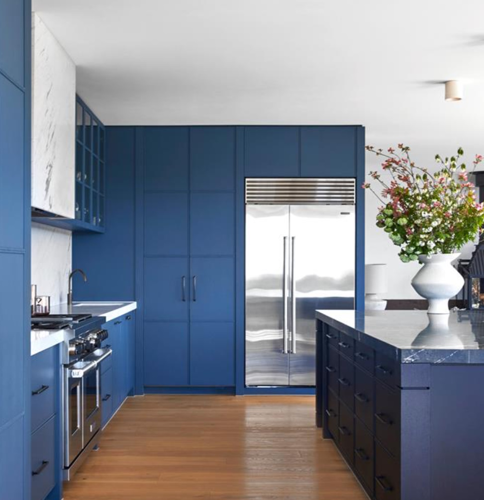 modern blue kitchen in Victoria Australia
