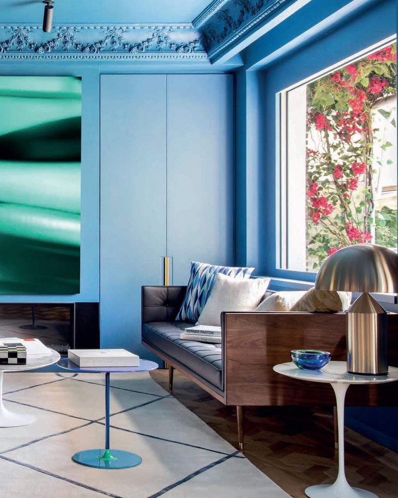 Benjamin Moore Blue Danube wall and ceiling paint contemporary living room