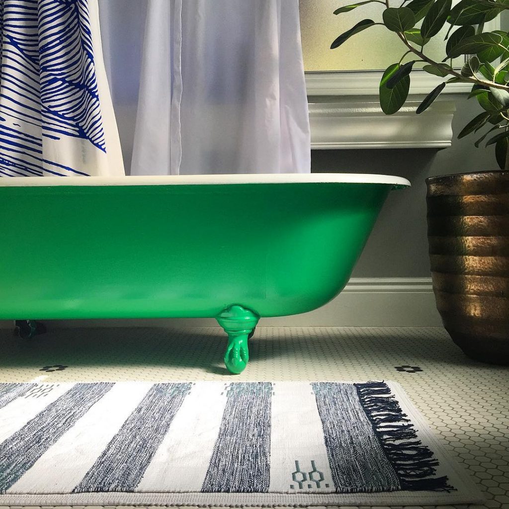 Benjamin Moore Jade Green paint clawfoot tub