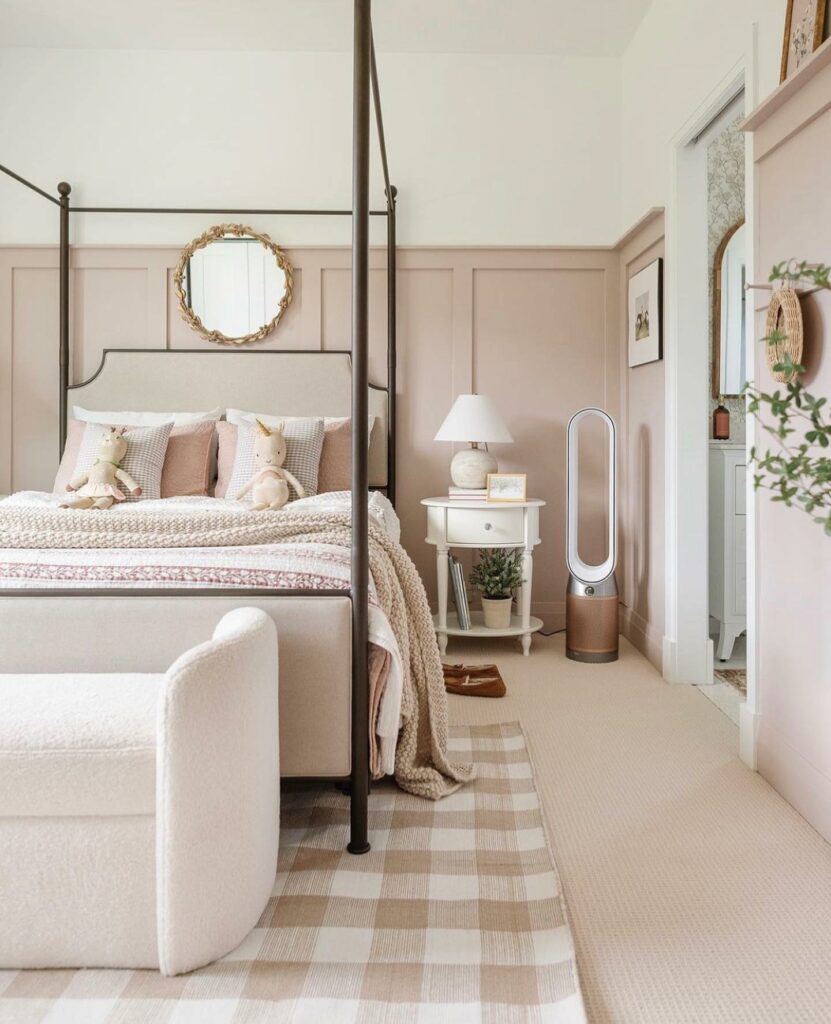 Benjamin Moore Meadow Pink girls blush bedroom decor