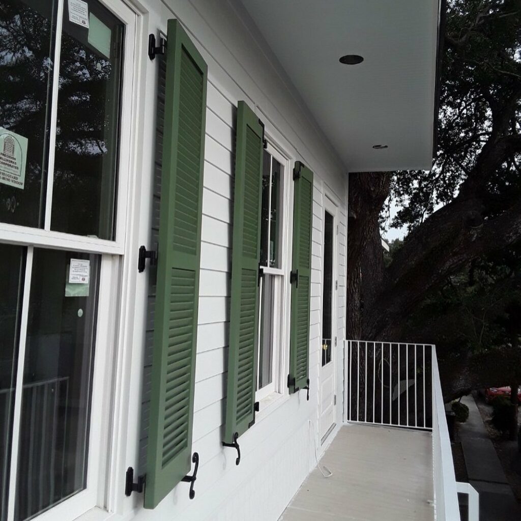 Benjamin Moore Rosepine Exterior Paint Color shutters