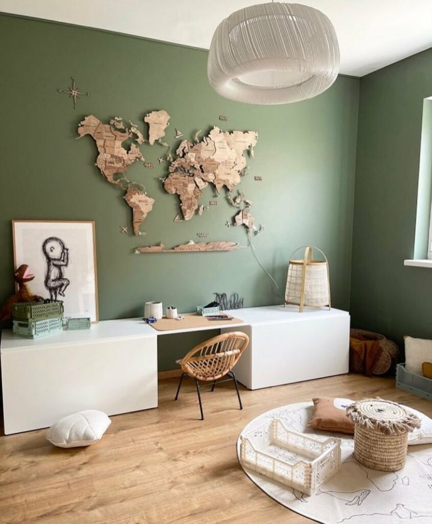 Benjamin Moore Rosepine muted green wall paint