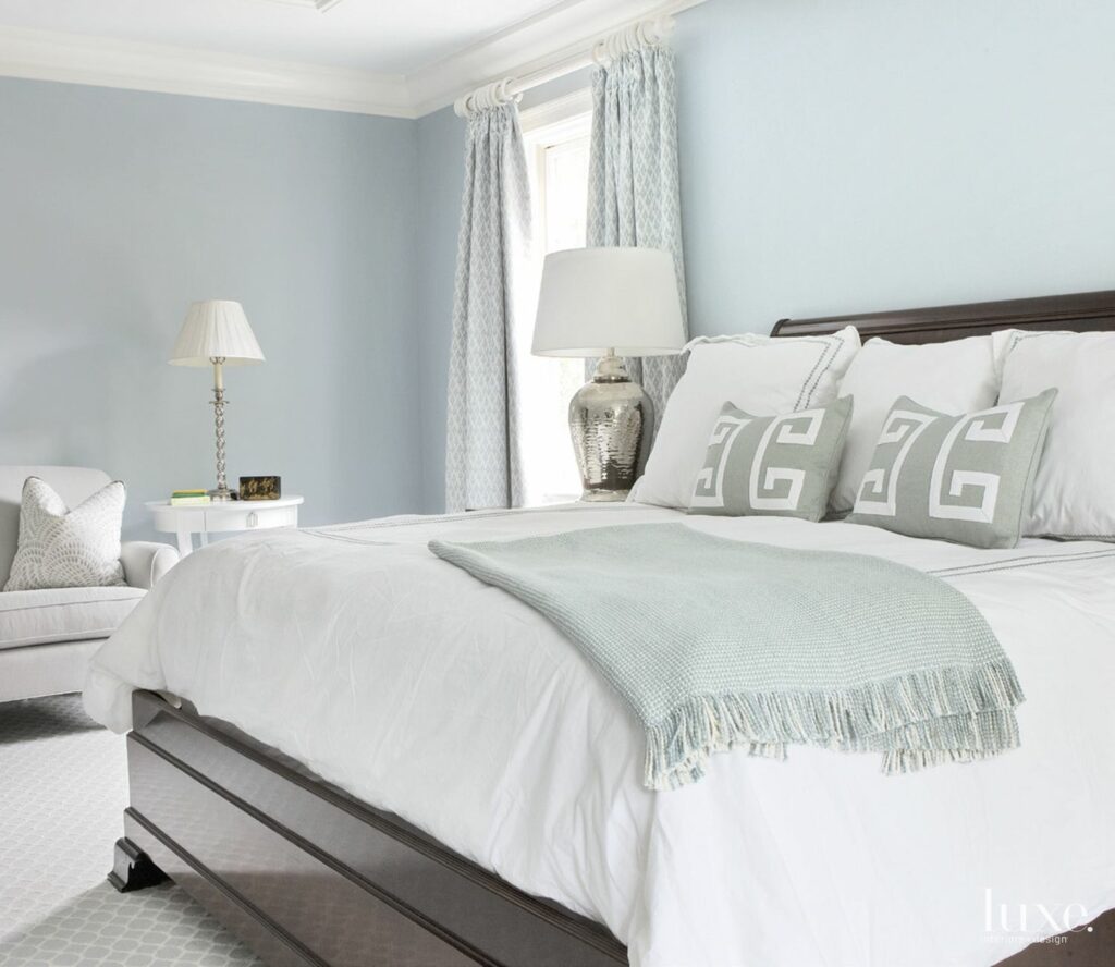 Benjamin Moore Windy Sky light blue paint color bedroom