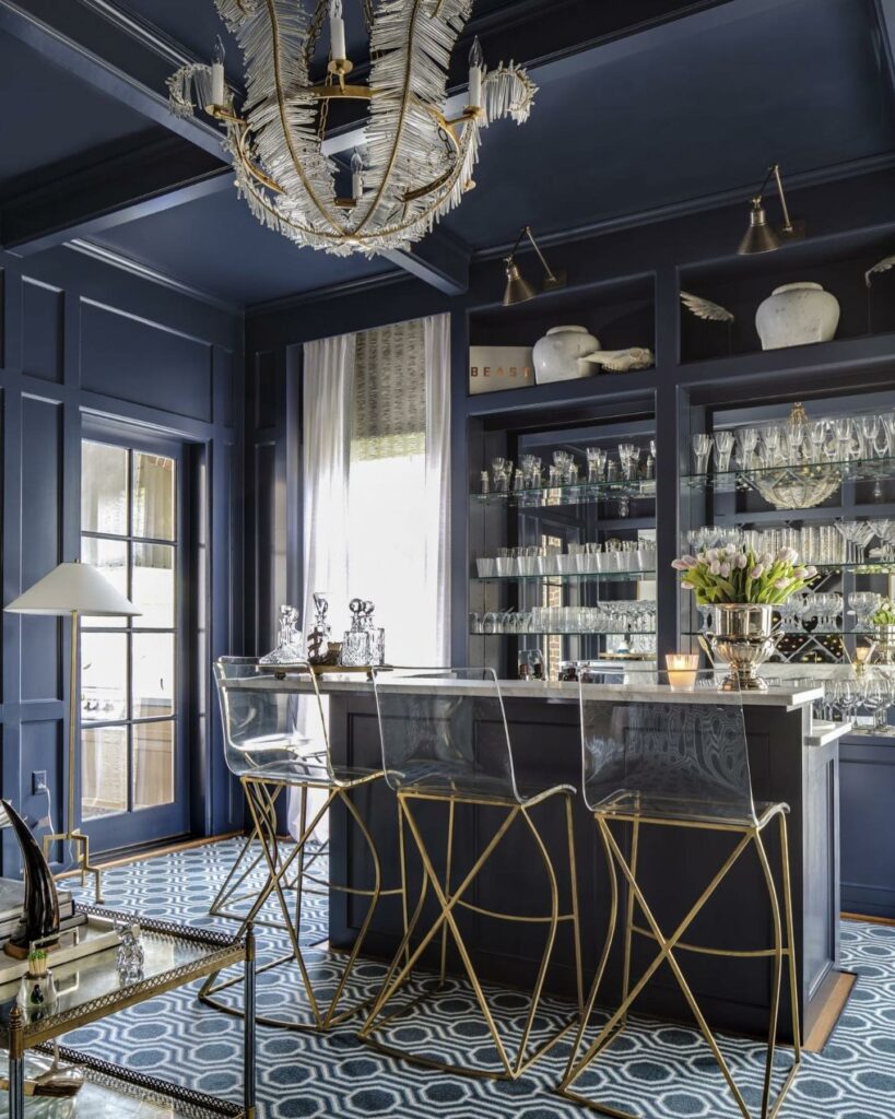 Benjamin Moore's Hale Navy Home Bar Decor