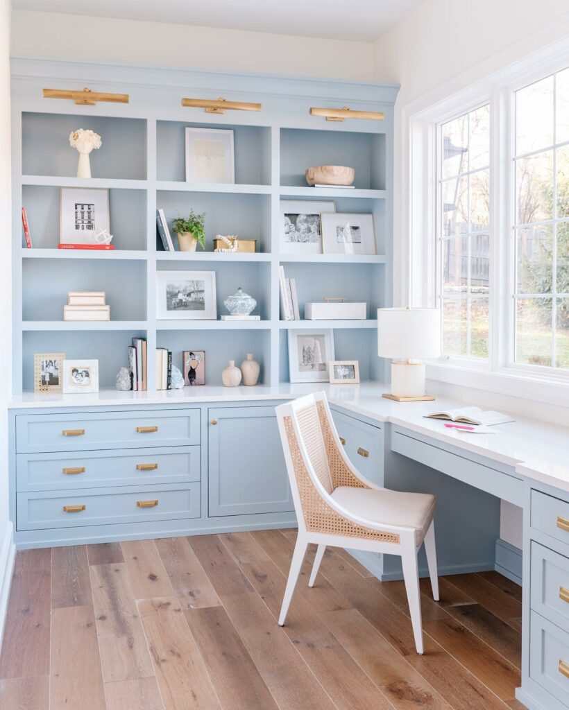 Benjamin Moore Blue Heather light blue cabinets