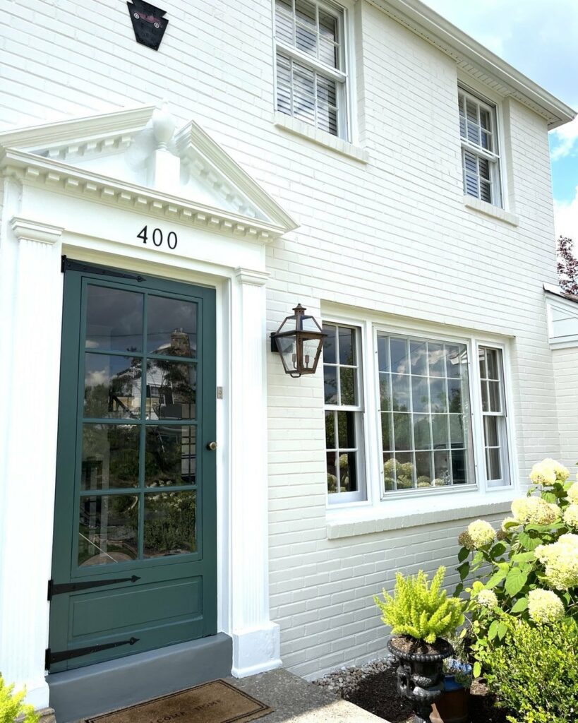 Benjamin Moore Tarrytown Green exterior paint front door