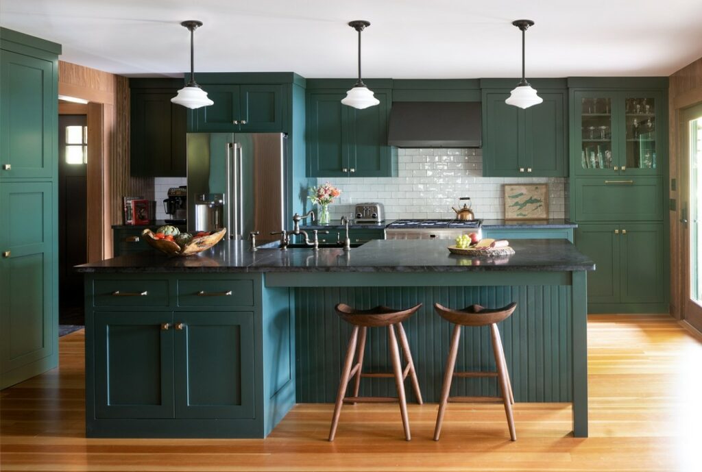 Benjamin Moore Tarrytown Green kitchen cabinets