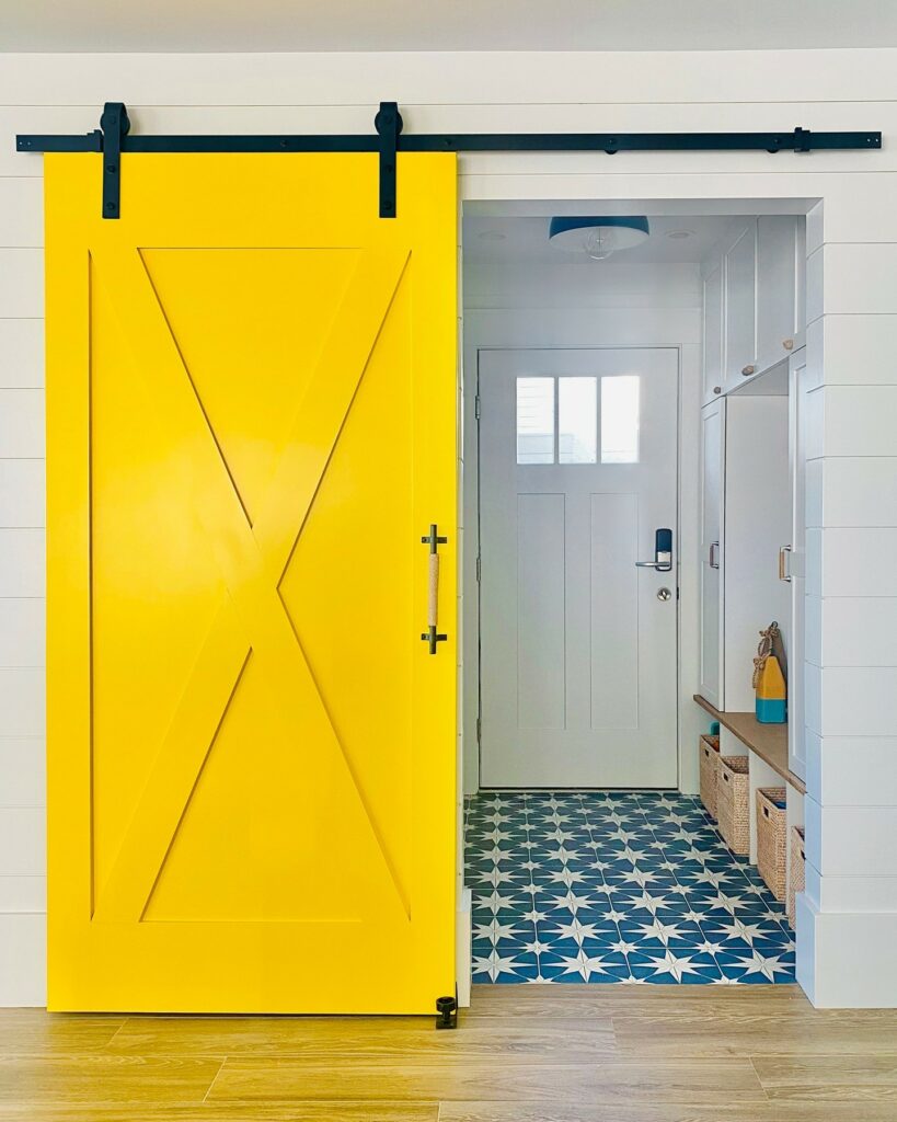 Benjamin Moore Yellow sliding barn door