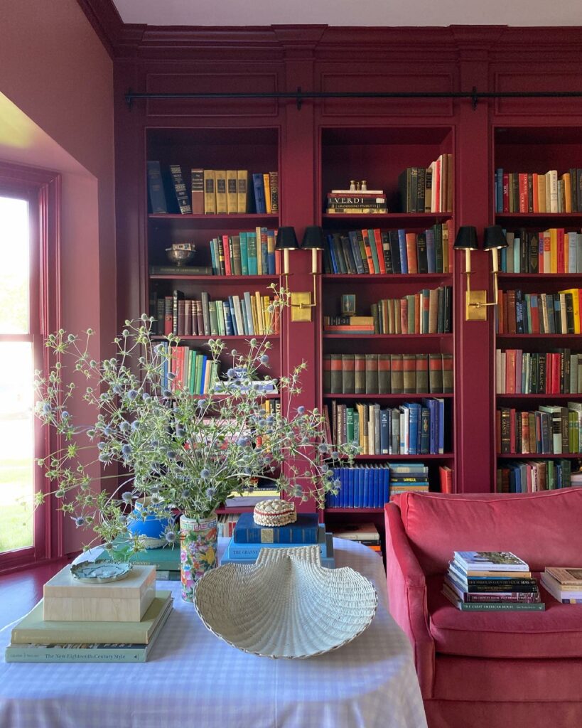 Sherwin Williams Radicchio Leaf red home library