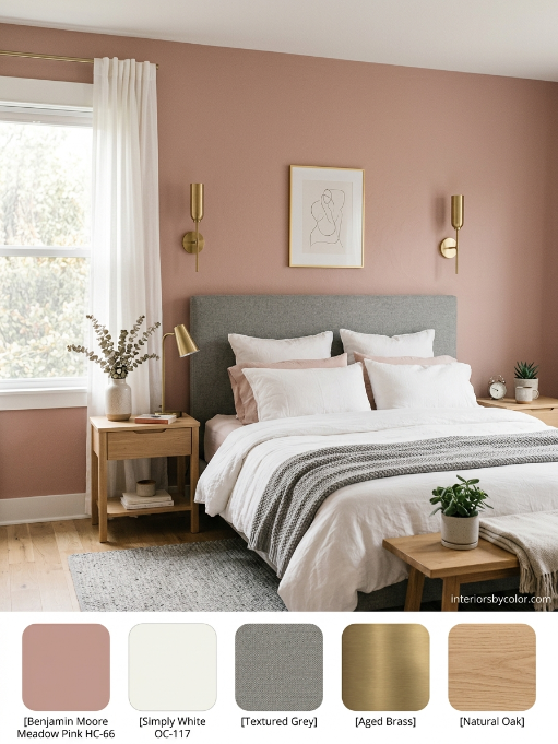 Benjamin Moore Meadow pink bedroom wall color