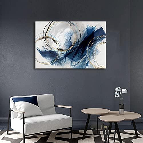 buy abstract canvas wall art in blue white and gold