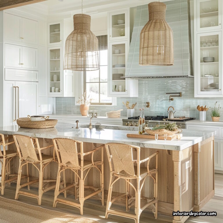 Coastal-kitchen-idea-in-white-and-wood - Interiors By Color