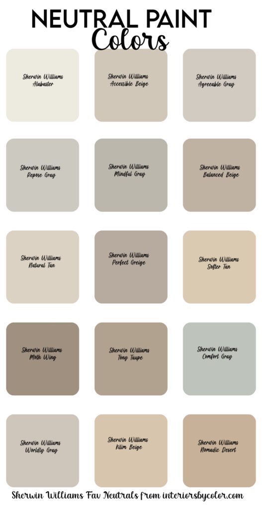 sherwin Williams 15 Neutral Paint Colors
