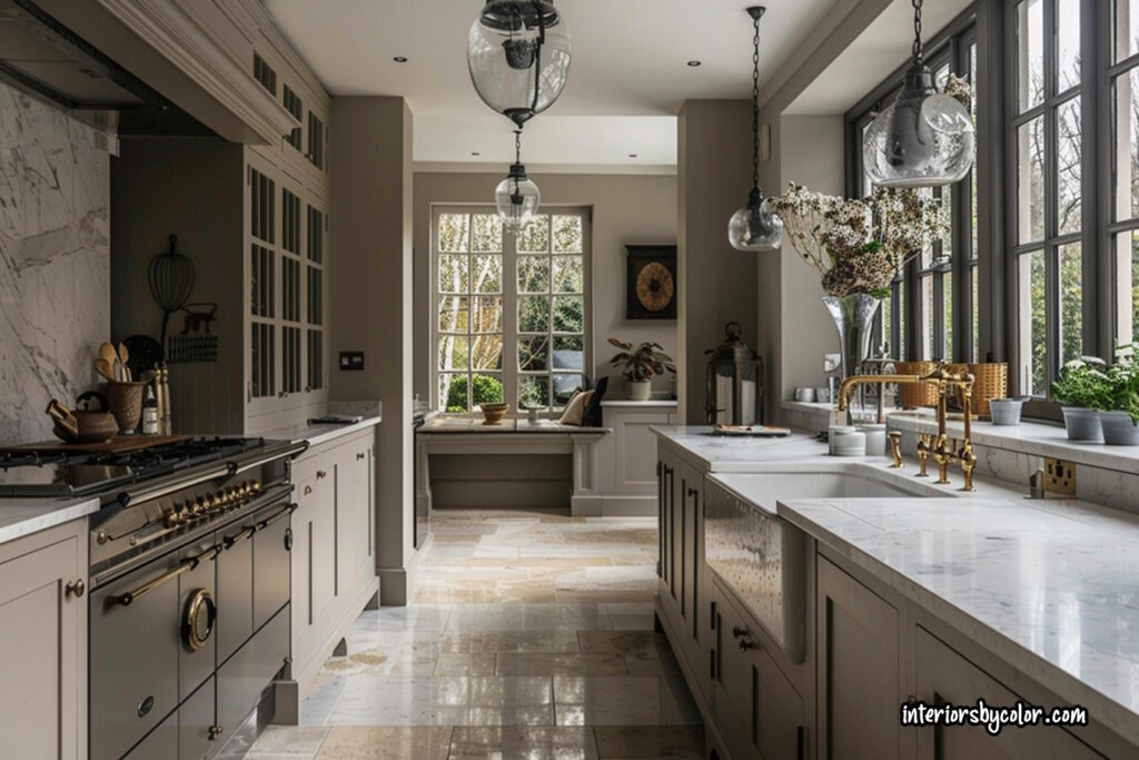 warm gray kitchen