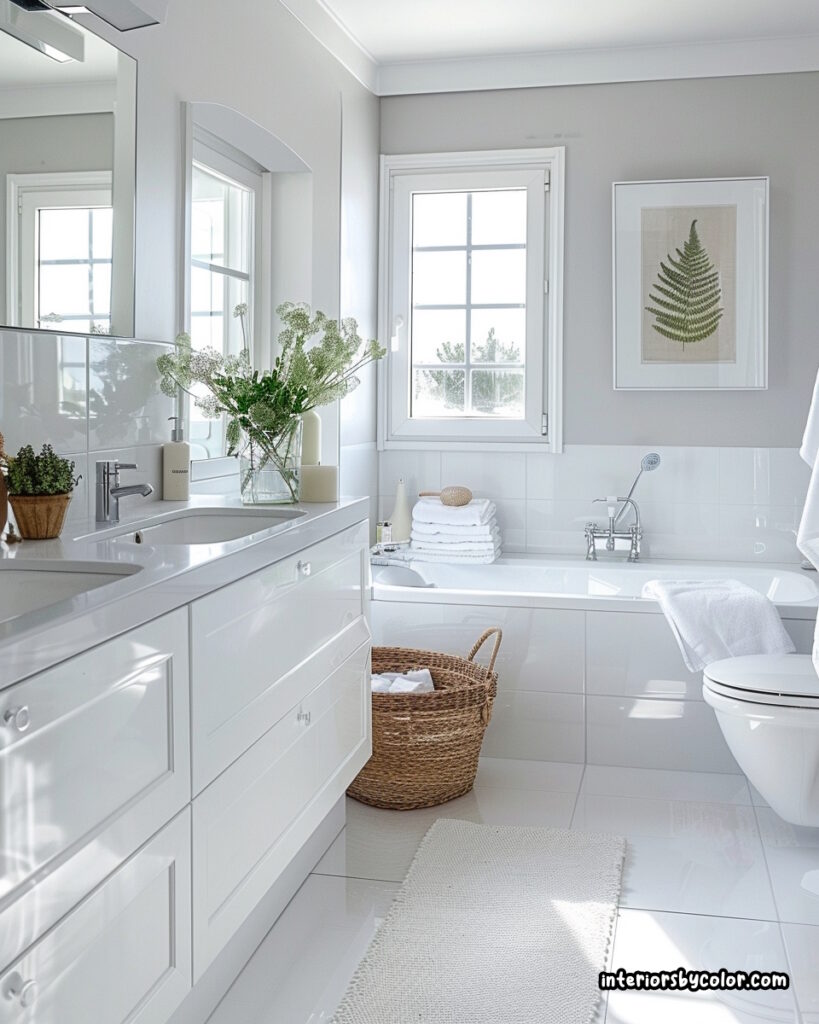 small bathroom design - light and reflective colors