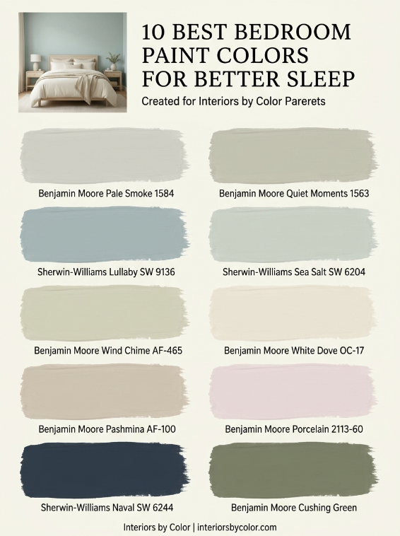 10 best bedroom paint colors for better sleep including blue, sage, lavender and warm neutrals