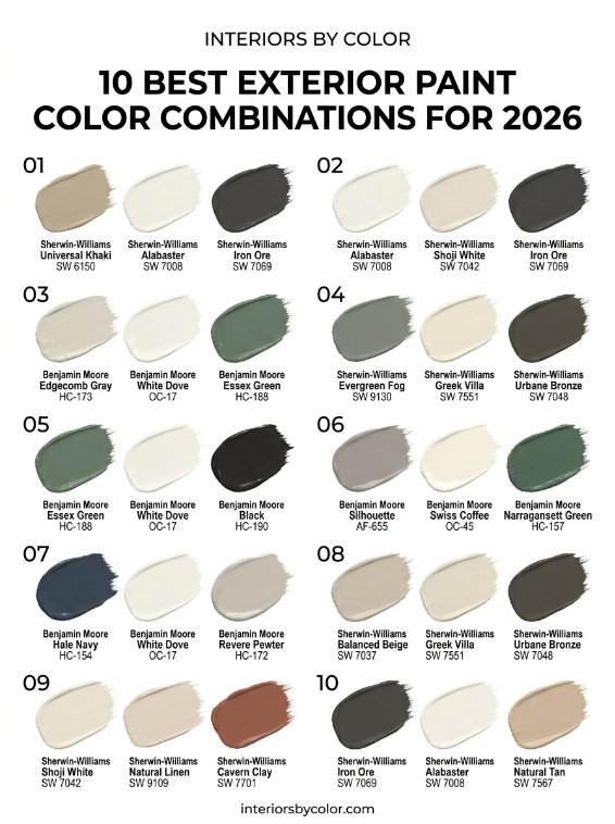 10 best exterior paint color schemes for 2026