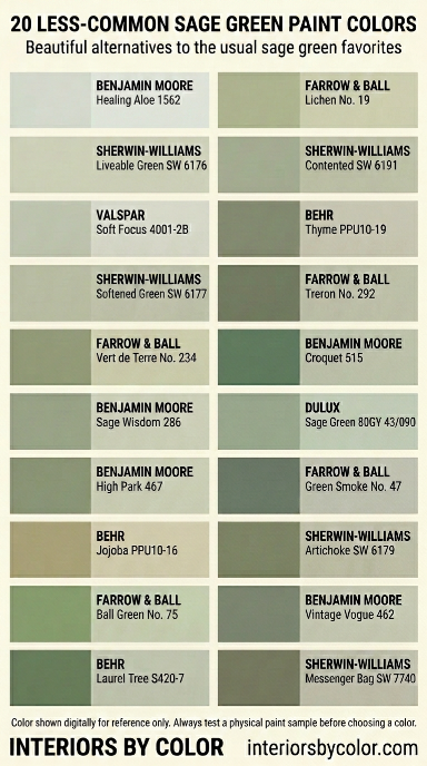 20 Less-Common Sage Green Paint Colors Worth Sampling