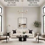 Agreeable Gray SW 7029 and Repose Gray SW 7015 color comparison with LRV