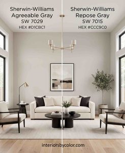 Agreeable Gray SW 7029 and Repose Gray SW 7015 color comparison with LRV